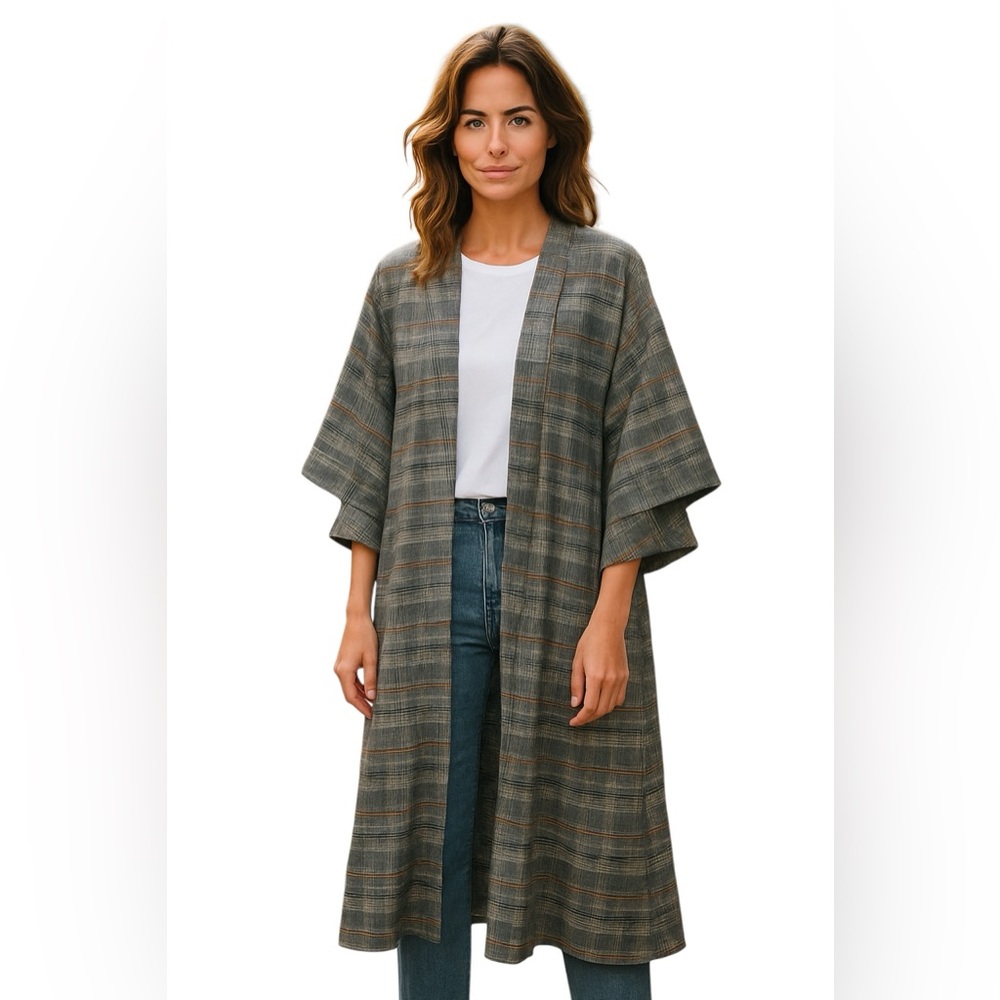 Wiya women’s Plaid midi long jacket